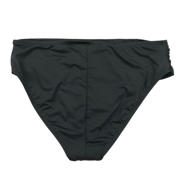 La Blanca Bikini Bottom Womens 16 Black Island Goddess Mid-Waist Sash Band Beach - Picture 5 of 10